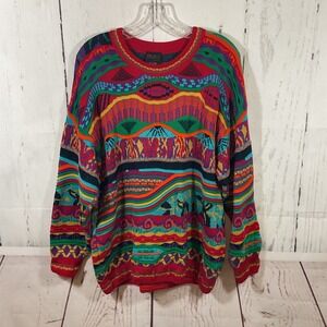 Emaroo Australia Hysport Vtg Sweater Men M Chunky Knit 3D Coogi Style Biggie Y2K
